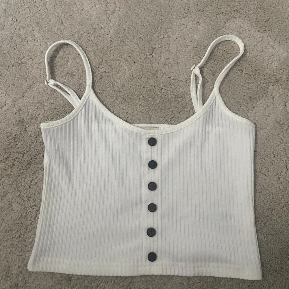 RED DRESS Cropped White Tank Top